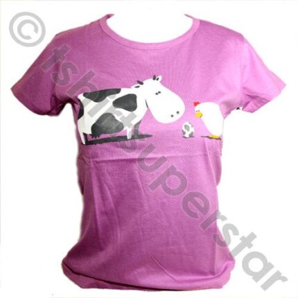 Tshirt Superstar Cow Chicken Evolution Girls Ladies Tshirt