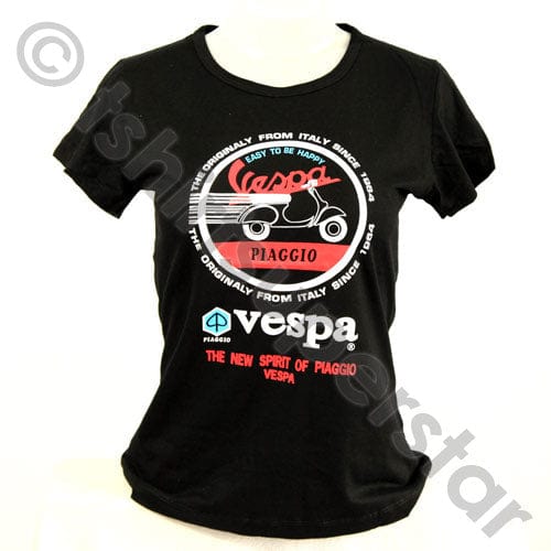 Tshirt Superstar Vespa Girls Retro Tshirt Black EasyToBeHappy
