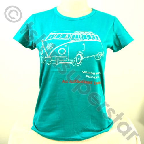 Tshirt Superstar VW Volkswagen Campervan Girls Retro Tshirt Turquoise