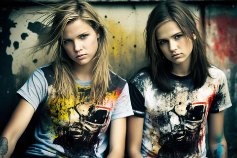 teenage girls are in art t-shirts