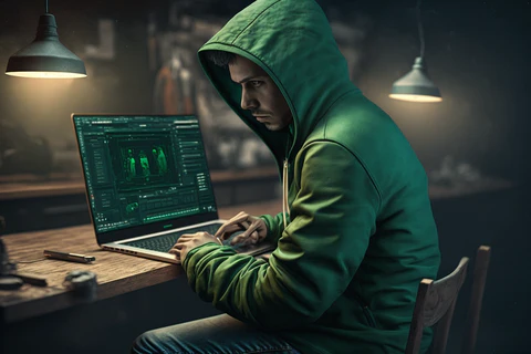 a working boy in a hoodie