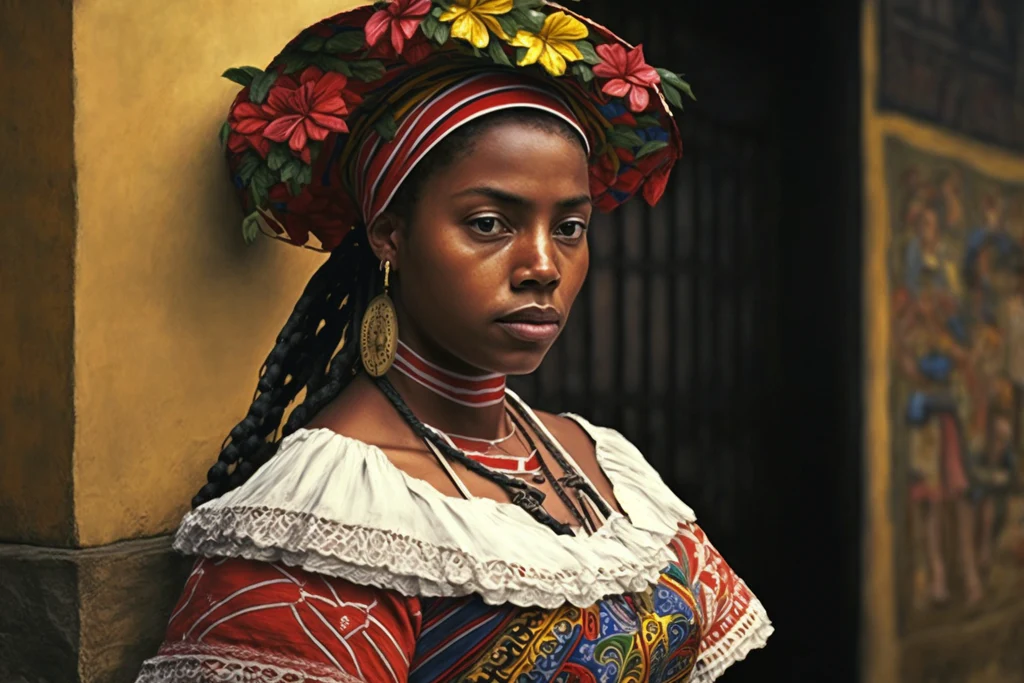 a brazilian woman in traditional clothes