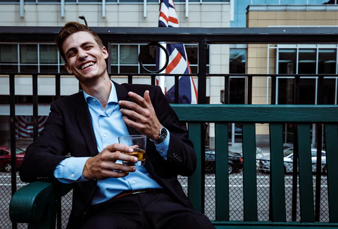 a british man laughing