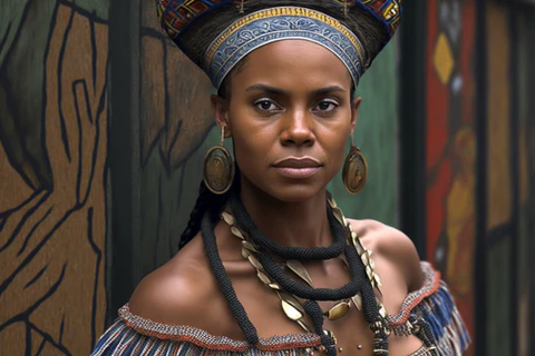 a charming brazilian woman in traditional clothes