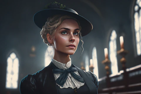 charming woman in a church outfit
