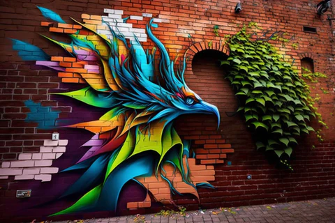 colorful art graffiti on the wall