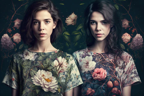 young women wear floral t-shirts