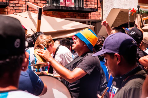 football fans in the street