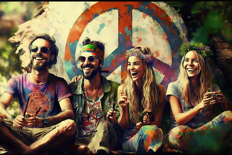 four happy hippies