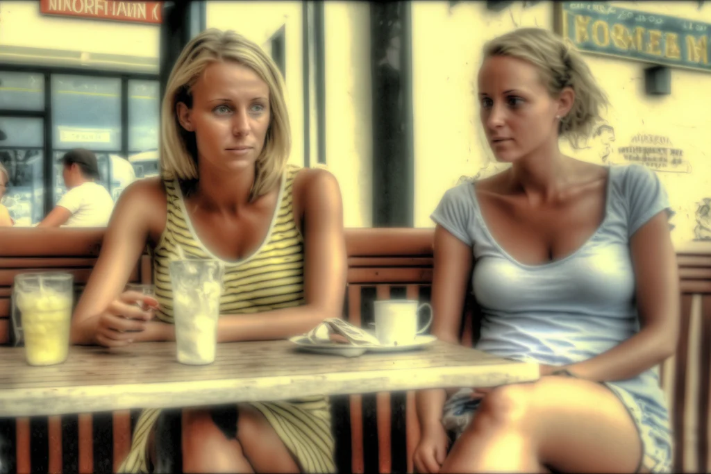 two french women in a cafe