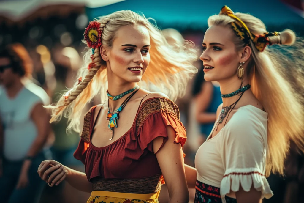 pretty ladies in a festival outfit