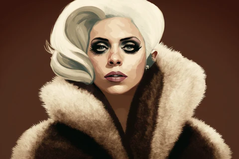 illustration of lady gaga in a fur