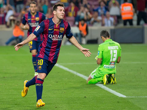 leo messi on the field