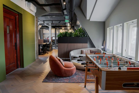 table football in a lounge room