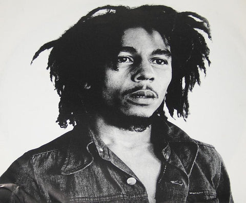 black and white photo of bob marley