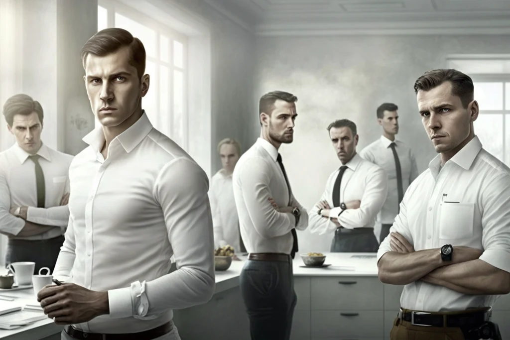 men at work in dress code