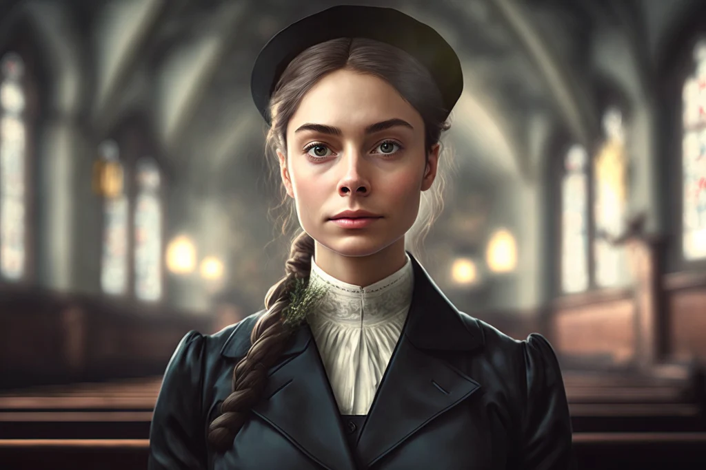 modern girl in a church wear