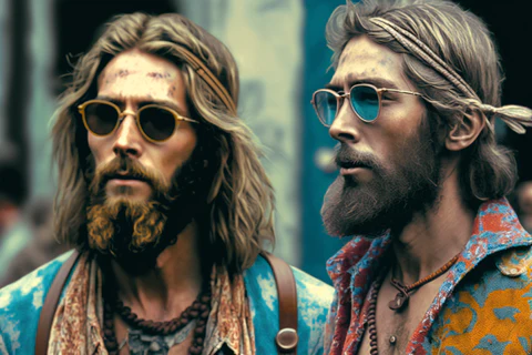two modern hippie men