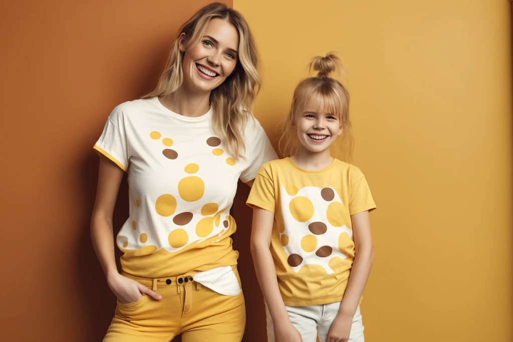 mom and daughter wearing the matching outfit
