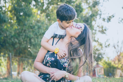 mom and son in the park