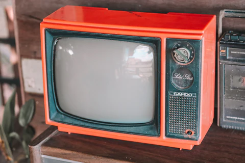 an old red tv