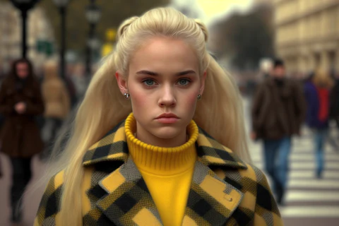 blonde girl wearing an outfit from 'clueless'
