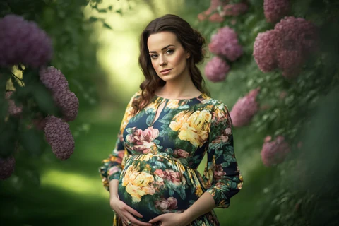 a pretty pregnant woman in nature