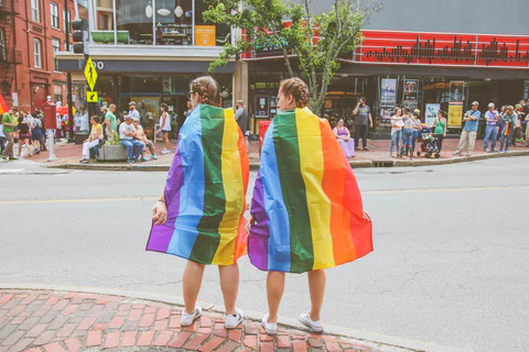 girls with pride flags