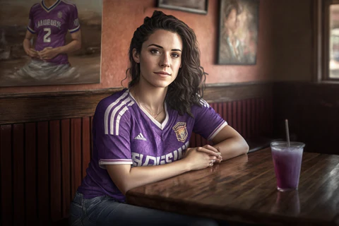 woman wearing a purple soccer jersey