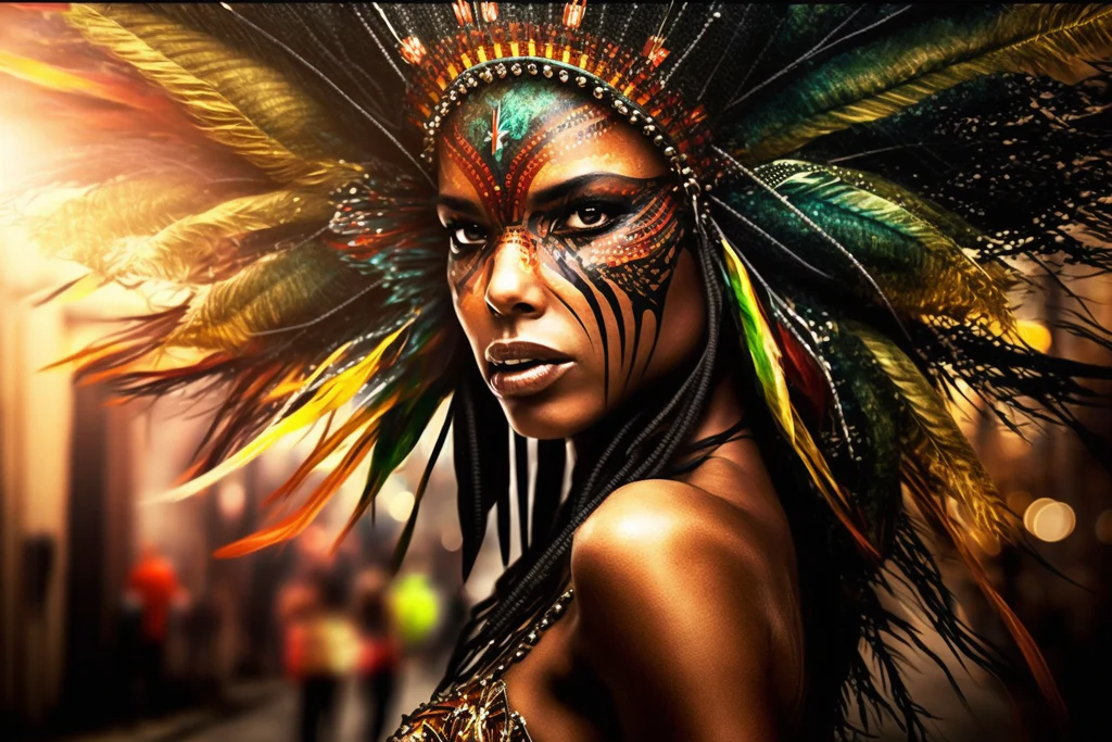 a woman in samba costume