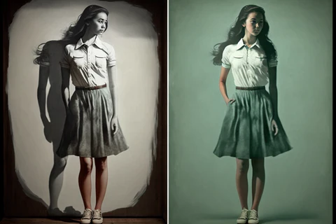 a woman wearing a shirt with a dress