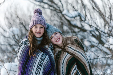 sisters in winter