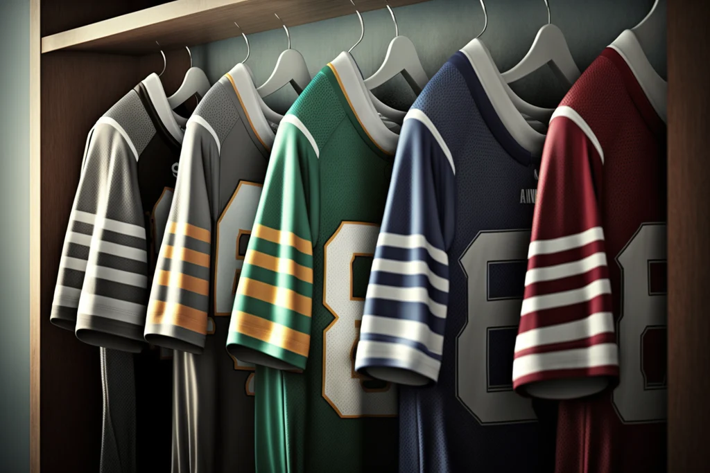 football shirts on the hangers