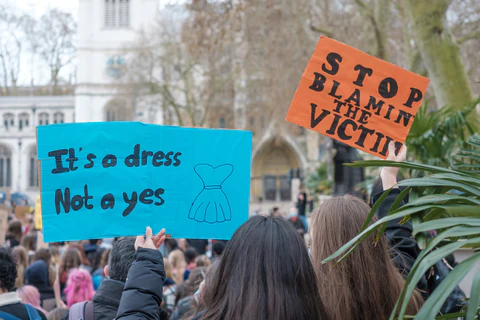 the banners from the protest