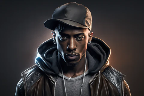 a fashionable man in hip-hop clothing