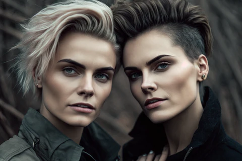 modern, stylish lesbian couple