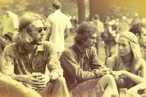 hippies talking in the park