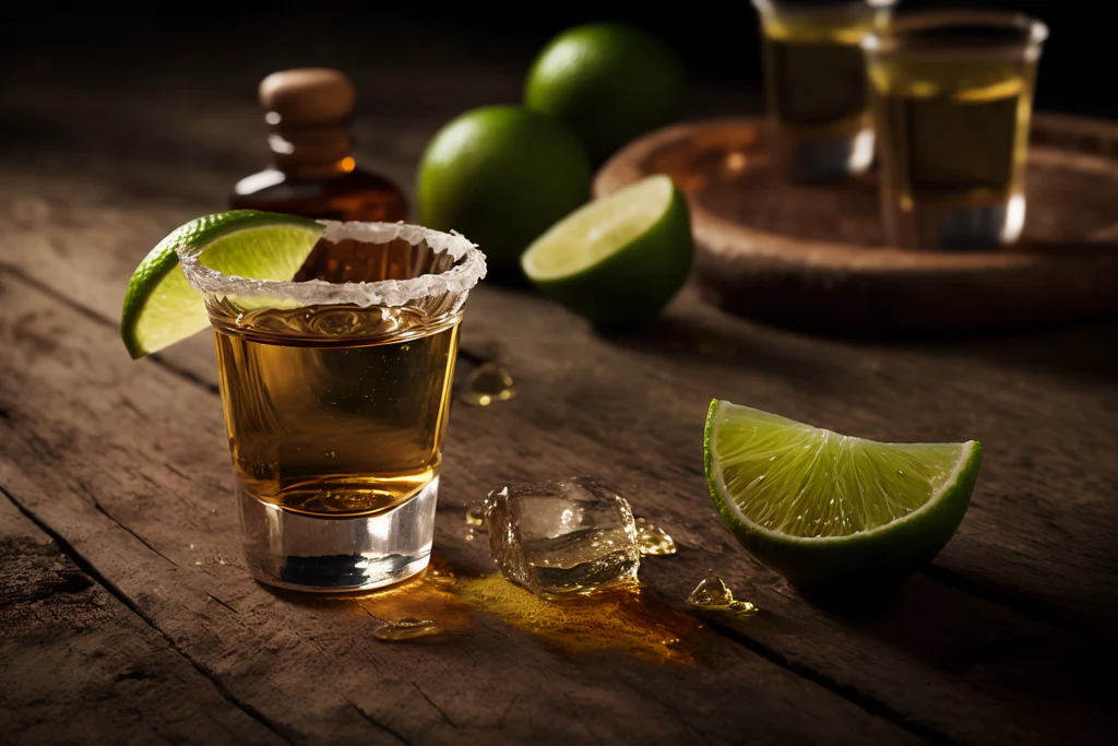 the lime slices and the tequila shots