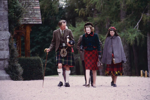 a family in traditional clothes