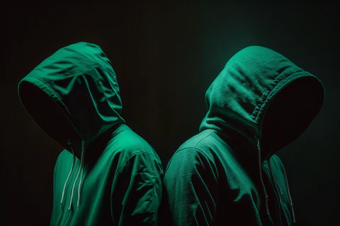 two boys in green hoodies