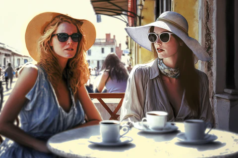 two fashionable women in venice