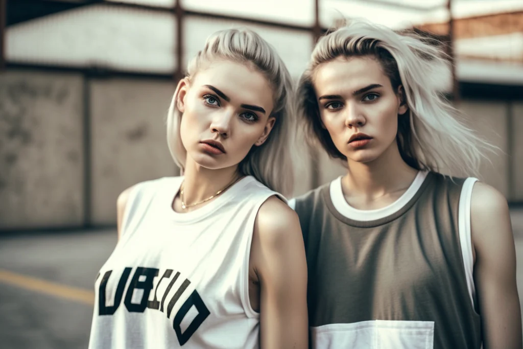 blonde girls in baggy t-shirts