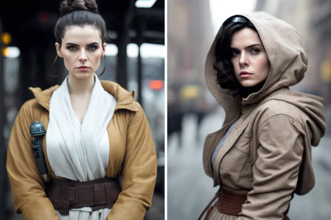 two pretty girls in star wars clothing 