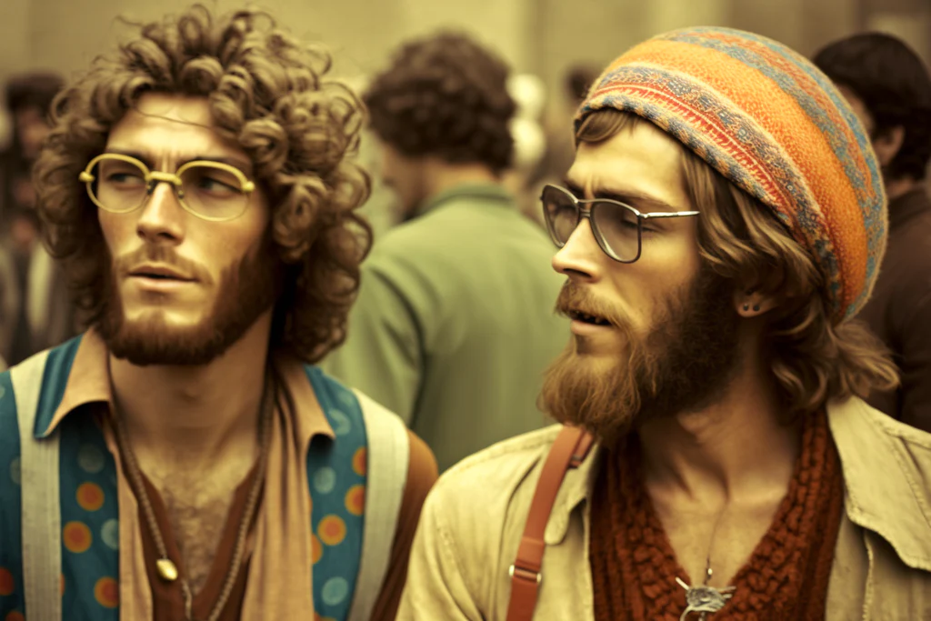 two hippie men in the street