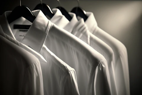 the white shirts on the hangers
