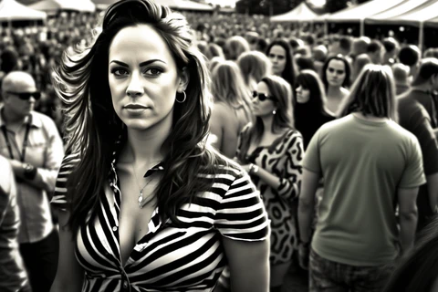 a brunette woman in a zebra printed dress