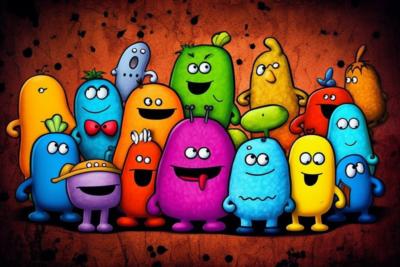 colorful characters from mr.men