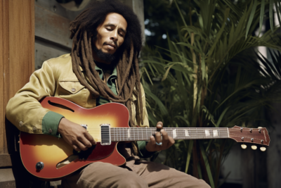 bob marley with a guitar