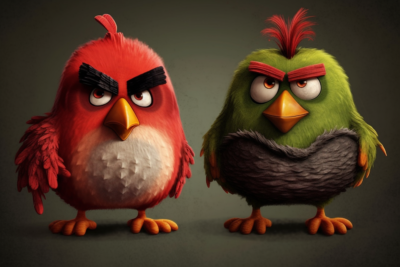 a red and a green angry birds