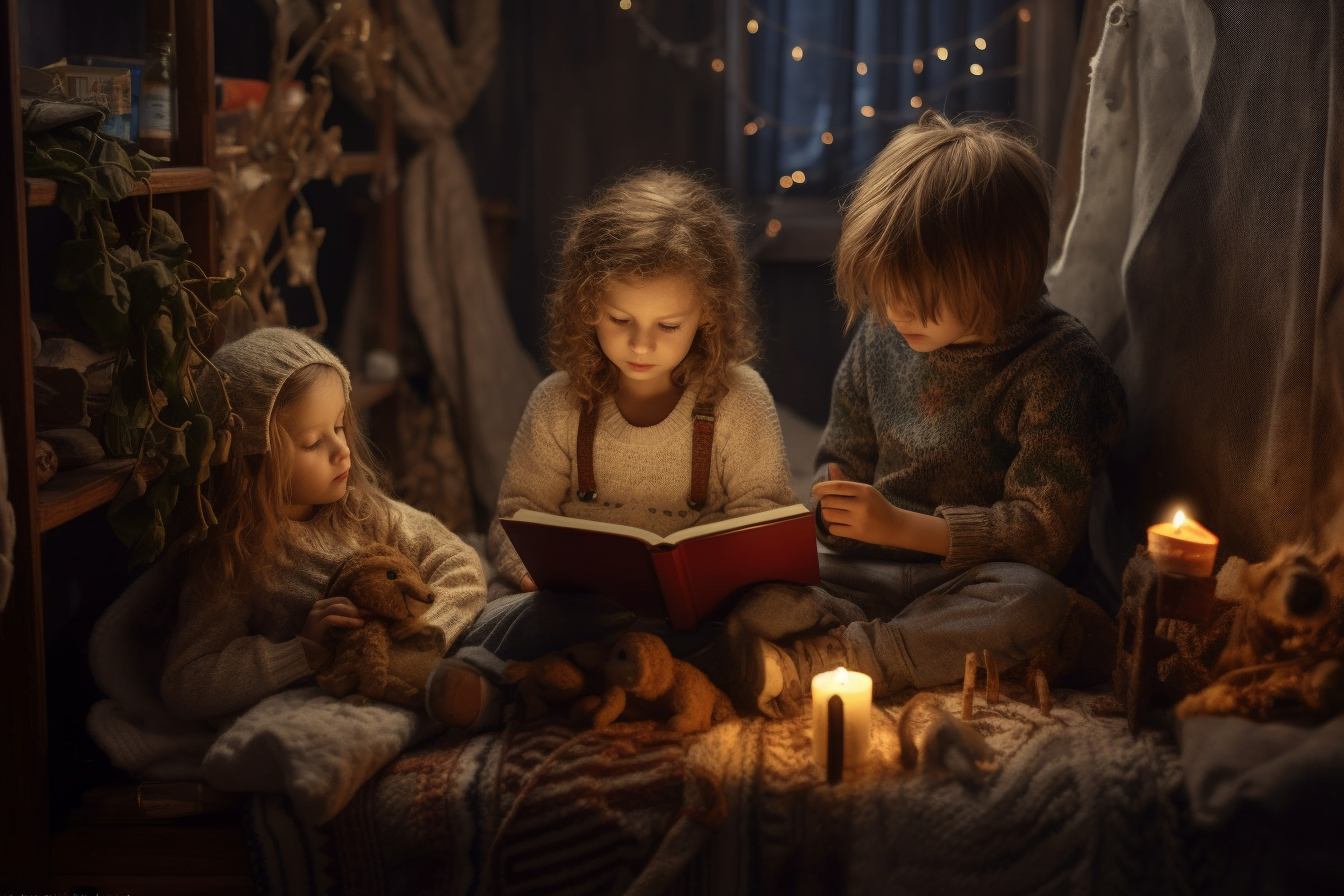 children read a book